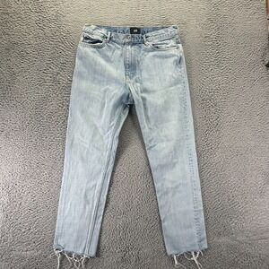 H&M Jeans Mens 31x28 Blue Cotton Denim Straight Leg Travel Raw Hem Workwear